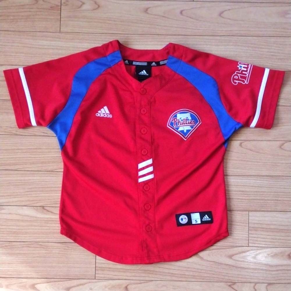 adidas MLB Philadelphia Phillies Red Short Sleeve Jersey Size Small